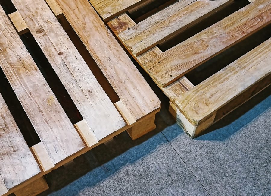 High Angle View of Two Empty Wooden Pallets